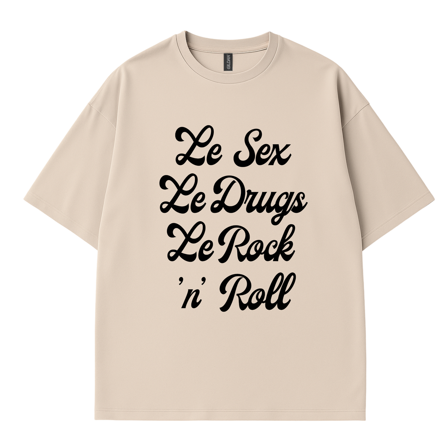le rock n Roll Graphic Bestselling Tshirt Beige Minimalist design by Cote Crew