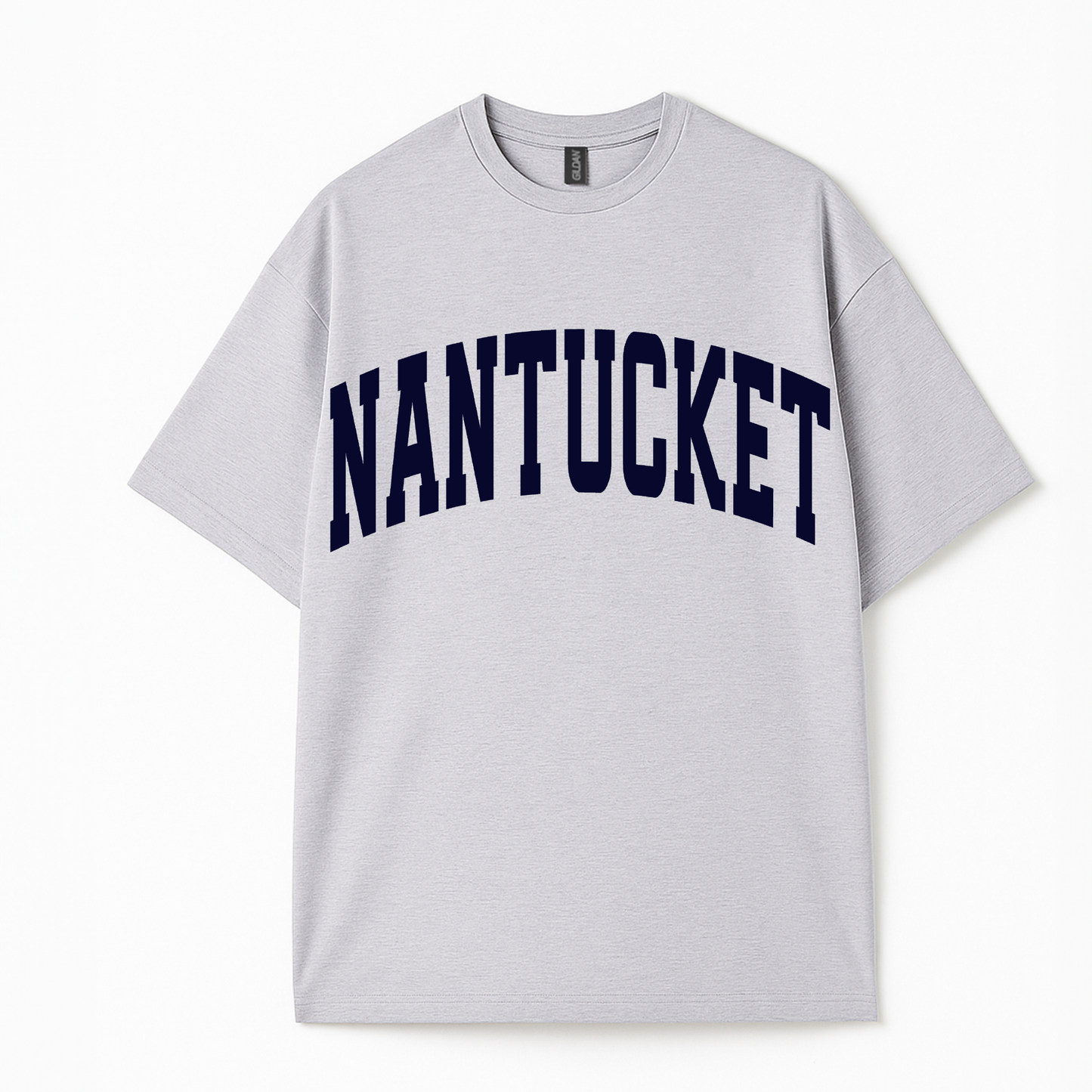 Bold statement tee reading ‘Nantucket’ in a clean, modern font by Côte Crew
