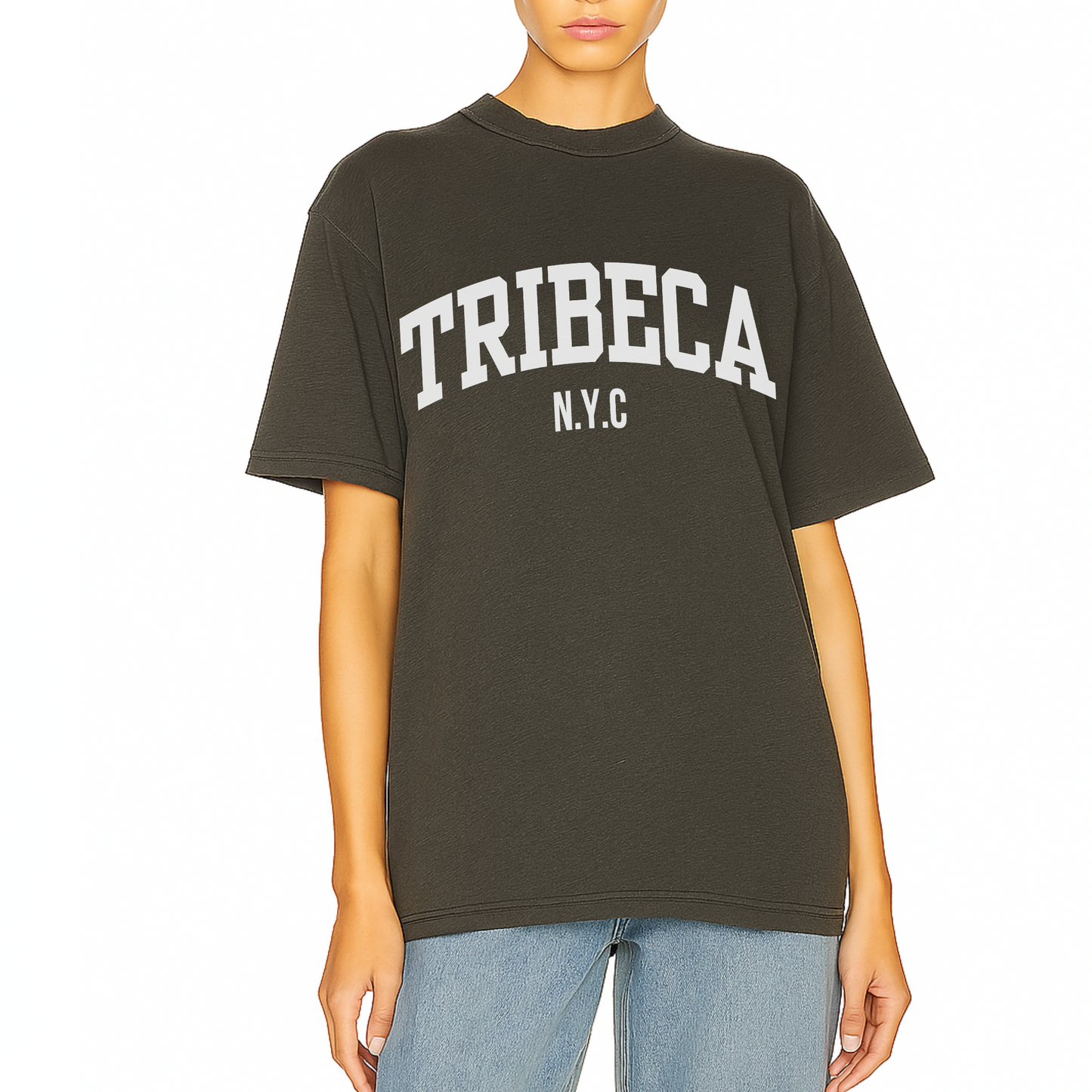 Côte Crew trendy women’s graphic tee with simple ‘Tribeca’ NYC' graphic