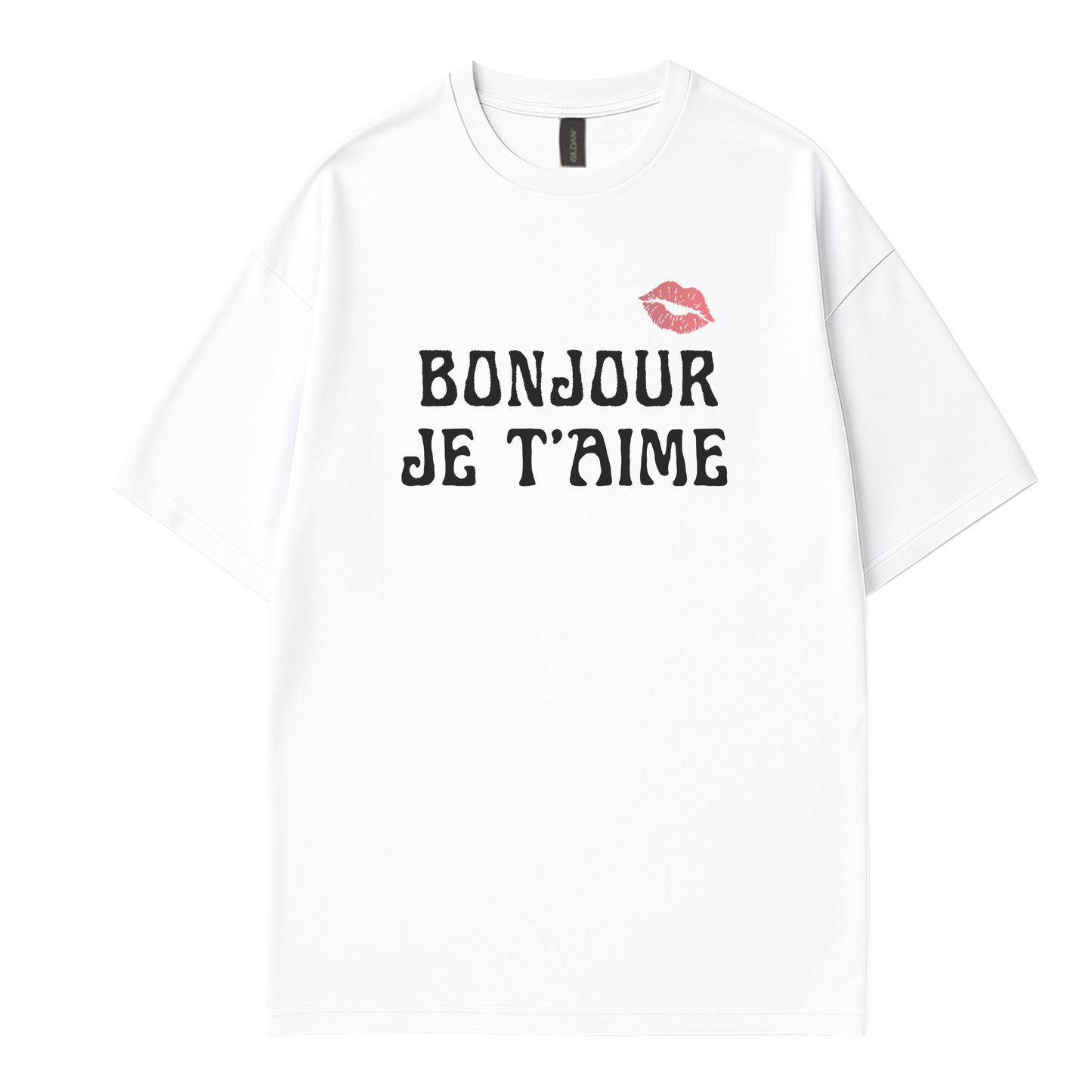 Woman Trendy Summer Tshirt Cotton Bonjour Graphic