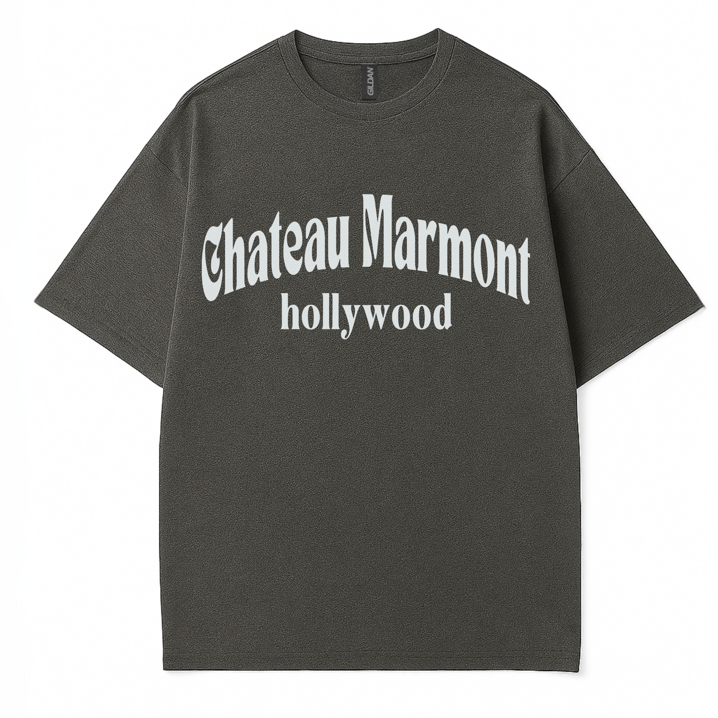 Trendy Graphic statement t-shirt with ‘Chateau Marmont ’ text by Côte Crew