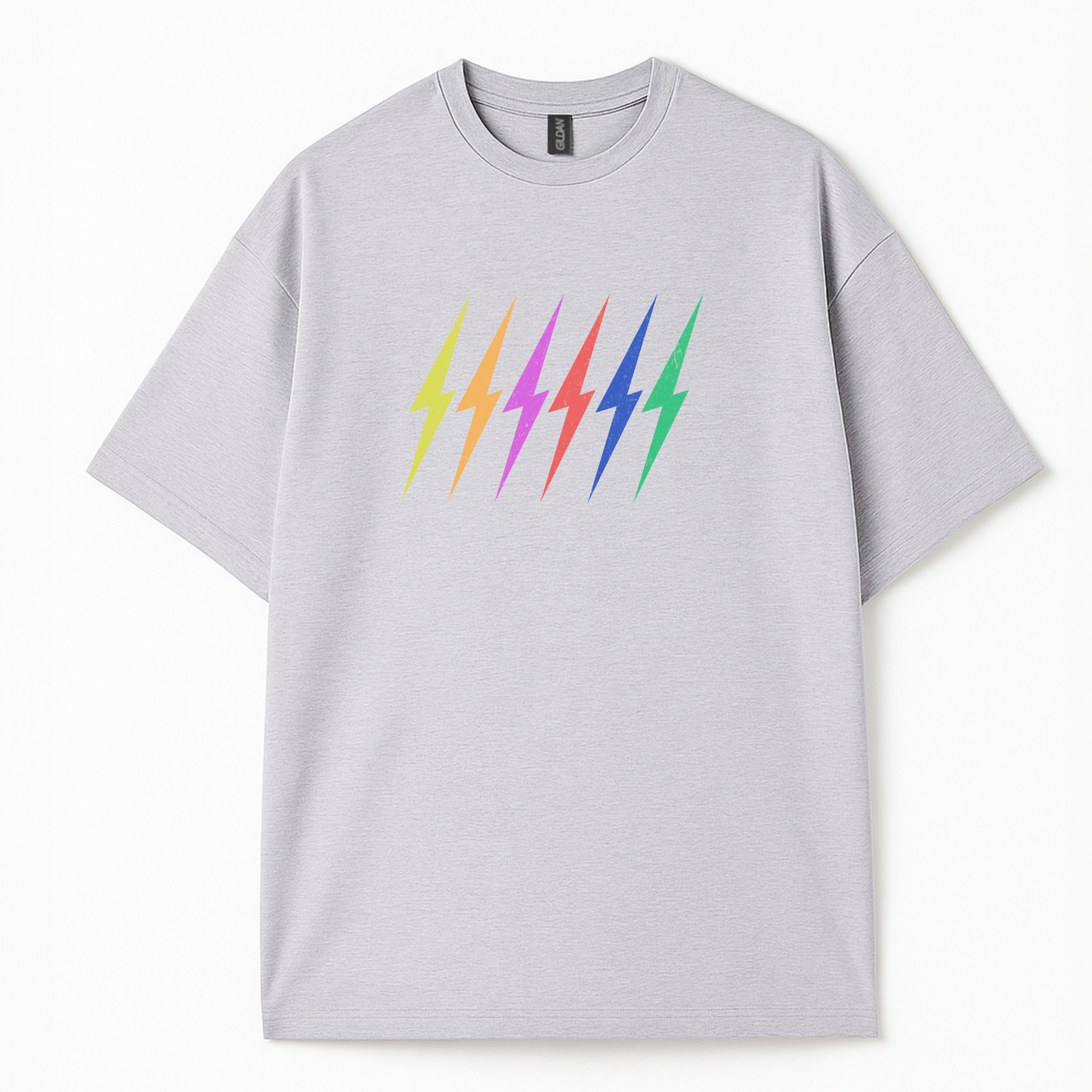 Côte Crew’s six rainbow-colored lightning bolts printed on cotton t-shirt.