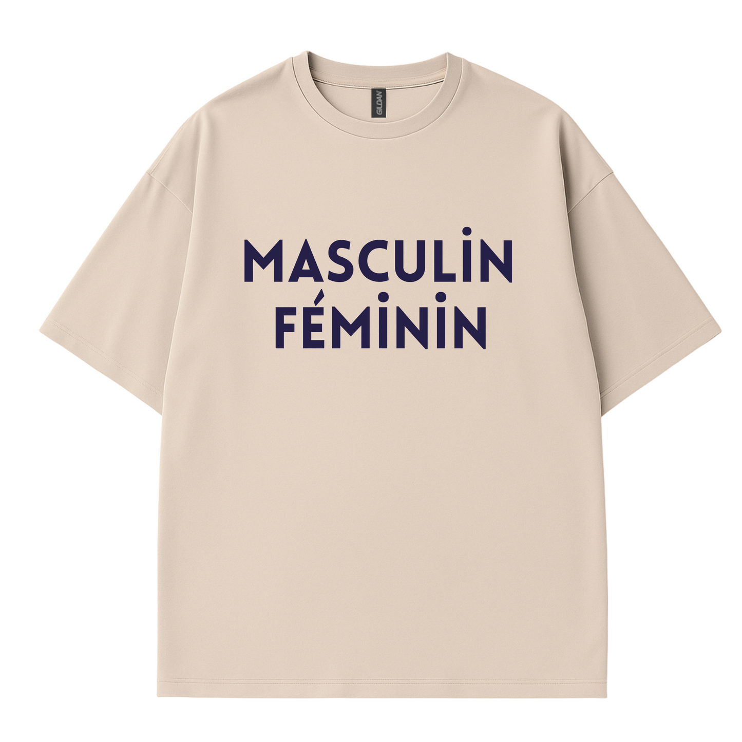 Ethically made women’s t-shirt with bold ‘masculin feminin’ message by Côte Crew