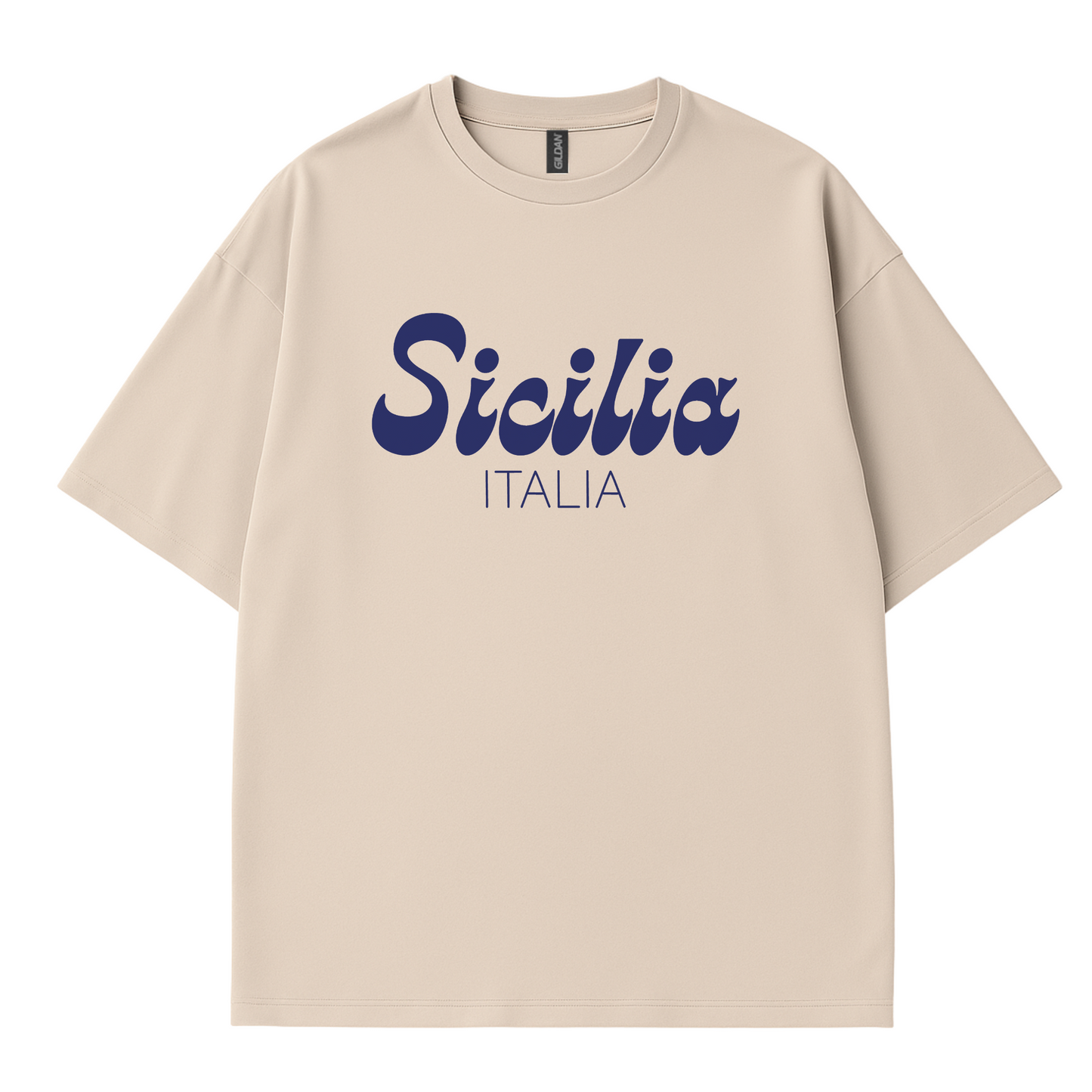 Bold women’s statement tee reading 'Sicilia Italia' in a clean, modern font by Côte Crew