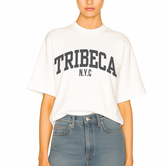 Côte Crew women’s graphic tee with simple ‘Tribeca’ NYC ' slogan