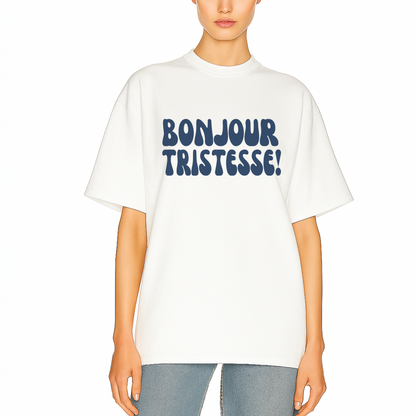 Women’s french statement t-shirt with ‘Bonjour Tristesse’ text by Côte Crew