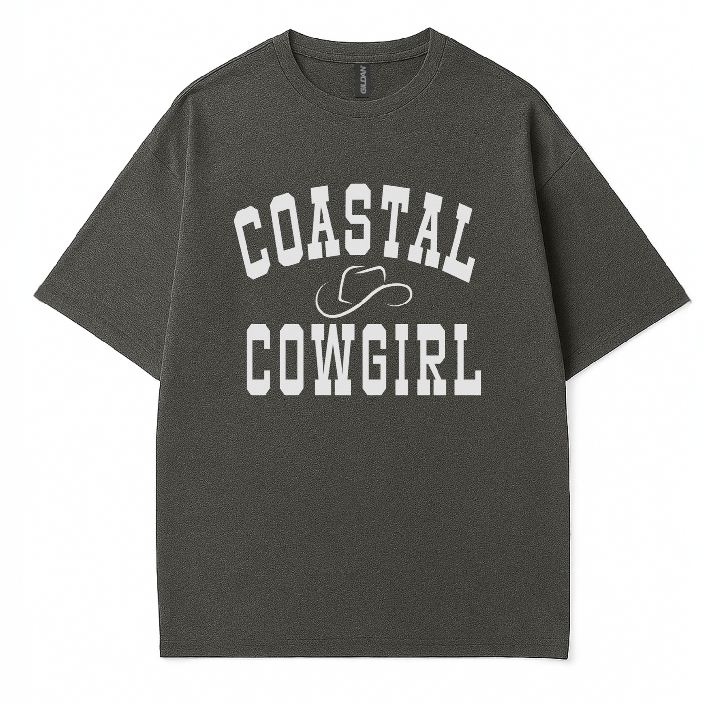 Women’s Trendy minimalist statement t-shirt with ‘Coastal Cowgirl ’ text by Côte Crew