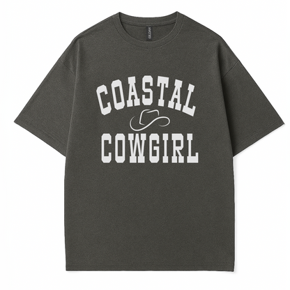 Women’s Trendy minimalist statement t-shirt with ‘Coastal Cowgirl ’ text by Côte Crew