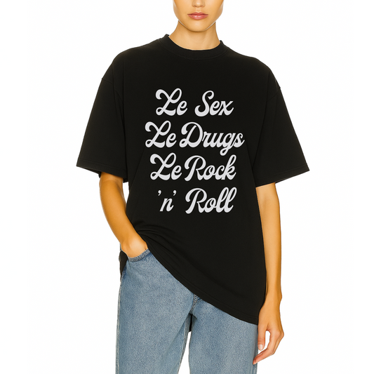 Le Rock n Roll Trendy Unisex graphic Tee Black by Cote Crew 