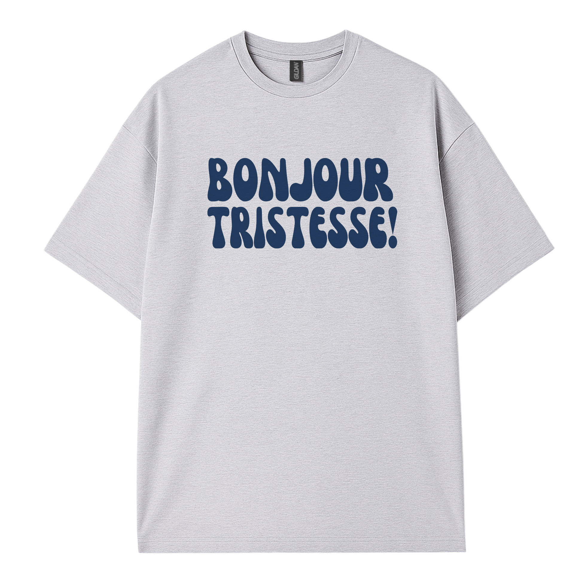 Women’s trendy graphic  statement t-shirt with ‘Bonjour Tristesse’ text by Côte Crew