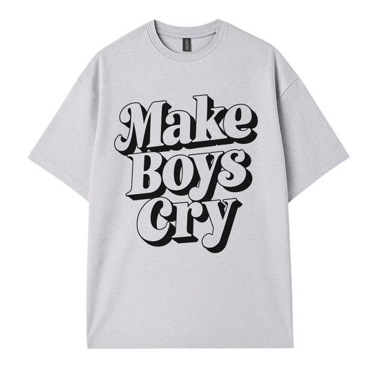 Trendy Cotton Oversized  t-shirt for women featuring ‘'make boys cry' by Côte Crew