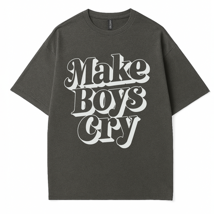 cotton graphic t-shirt for women featuring 'make boys cry' print by Côte Crew