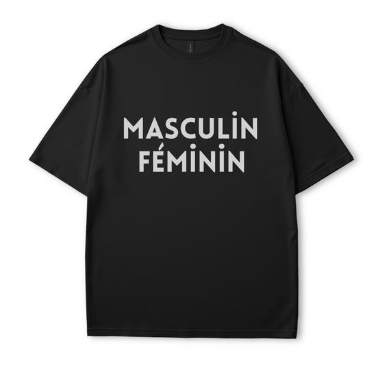 Soft cotton graphic t-shirt featuring ‘masculin feminin print by Côte Crew